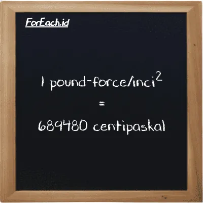 1 pound-force/inci<sup>2</sup> setara dengan 689480 centipaskal (1 lbf/in<sup>2</sup> setara dengan 689480 cPa)